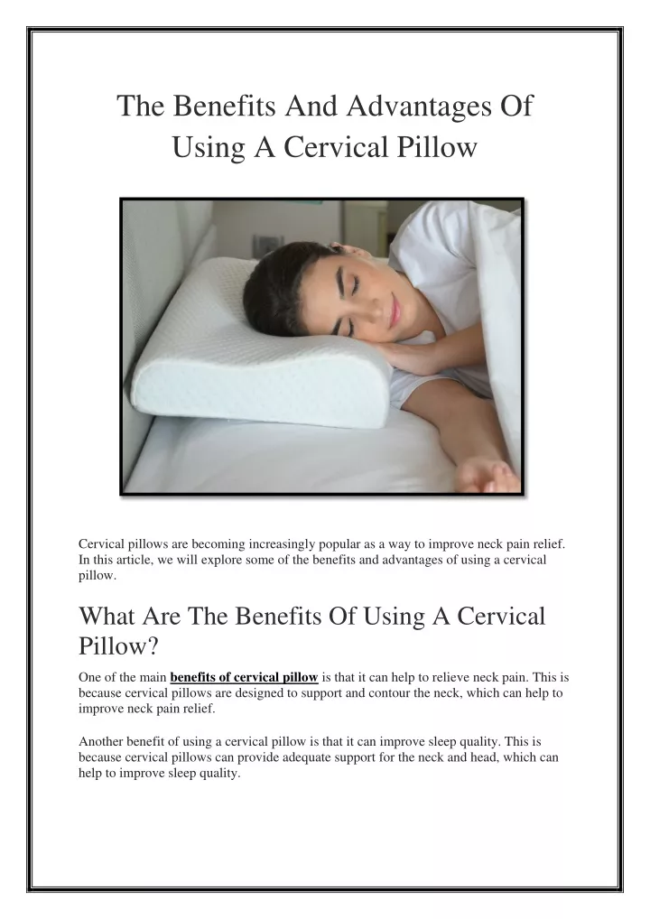 ppt-the-benefits-and-advantages-of-using-a-cervical-pillow-powerpoint