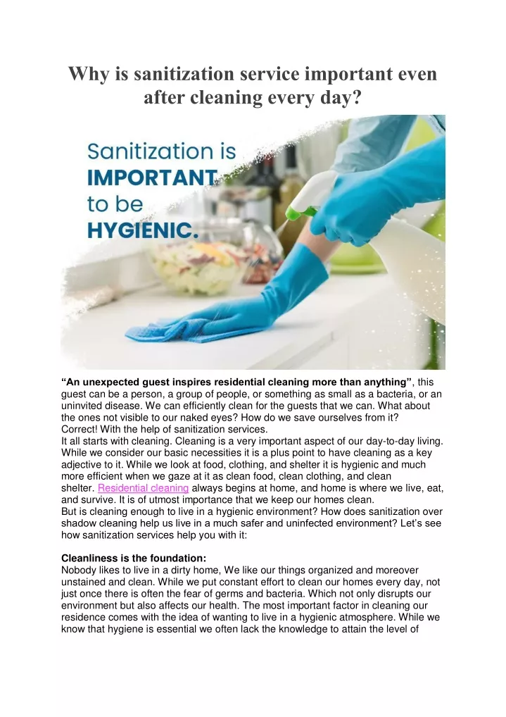 PPT - Why Is Sanitization Service Important Even After Cleaning Every ...