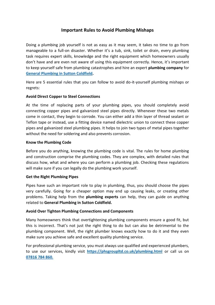 PPT - Important Rules to Avoid Plumbing Mishaps PowerPoint Presentation
