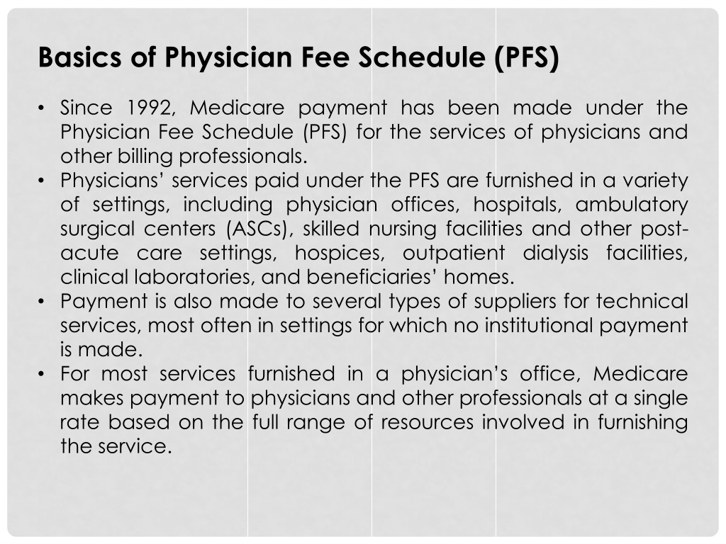 PPT Understanding Basics of Physician Fee Schedule (PFS PowerPoint