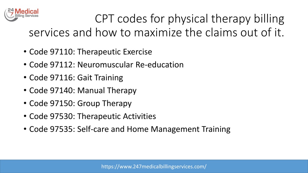 PPT CPT Codes for Physical Therapy Billing PowerPoint Presentation