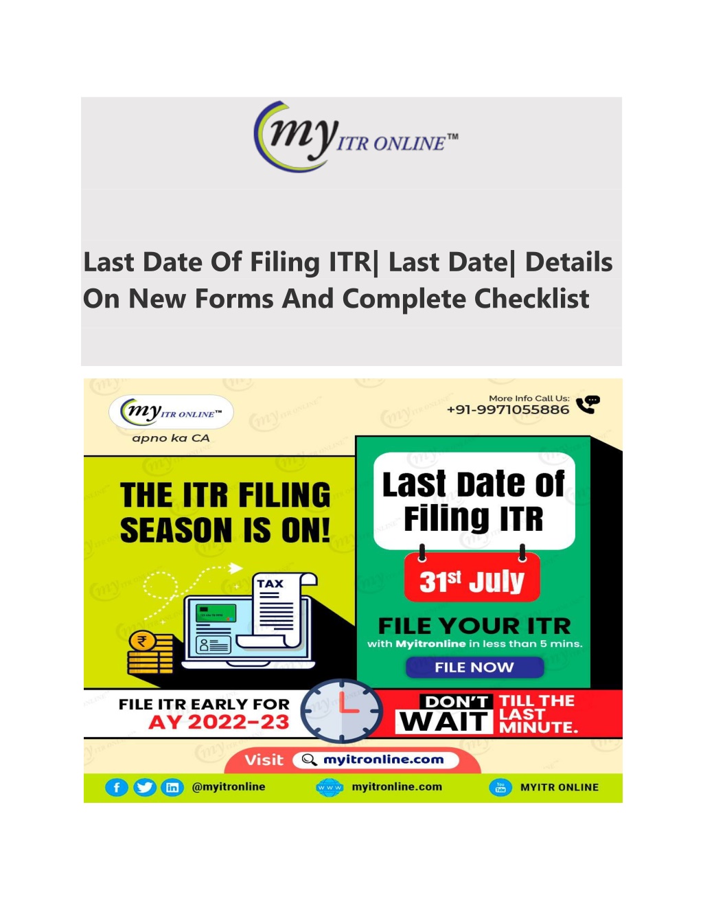 PPT Last Date Of Filing ITR Last Date Details On New Forms And