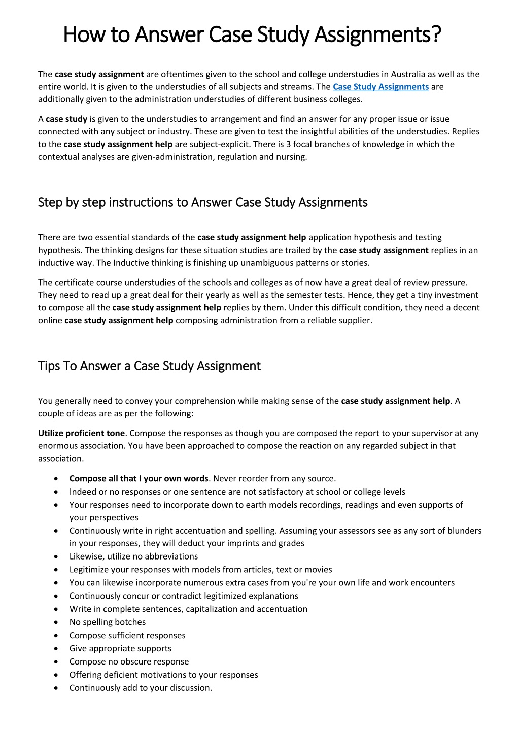 how to answer a case study question