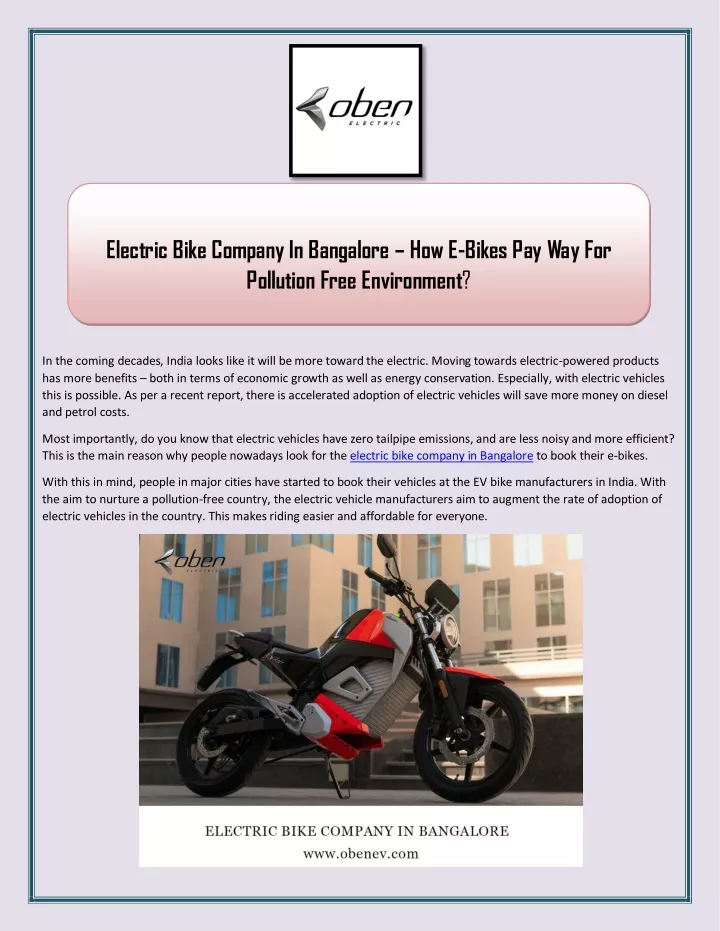 ppt-electric-bike-company-in-bangalore-how-e-bikes-pay-way-for