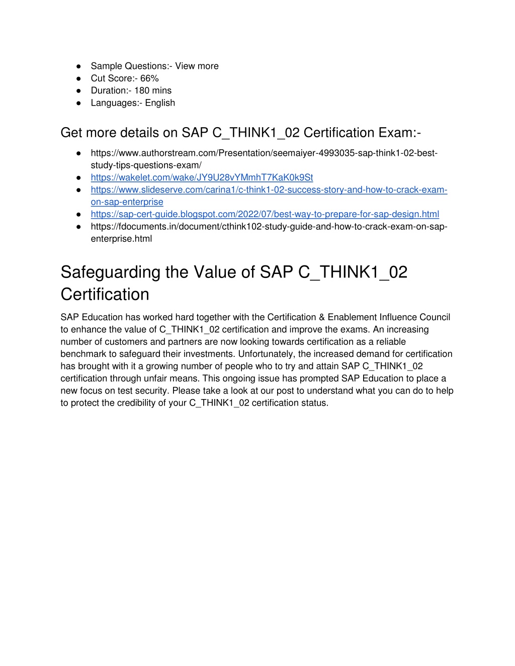 C-THINK1-02 Certification Practice