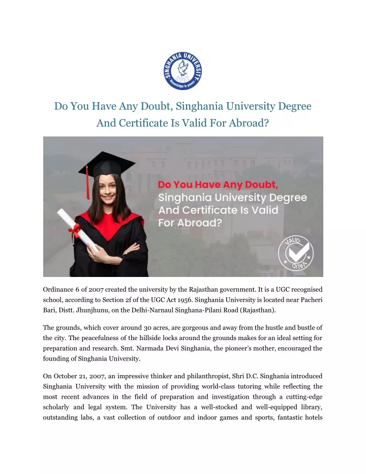 PPT - Do You Have Any Doubt, Singhania University Degree And ...