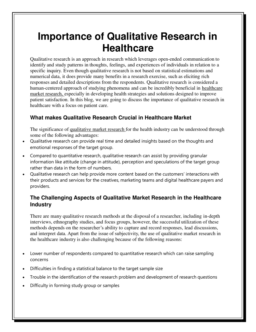 importance of qualitative research in medical field