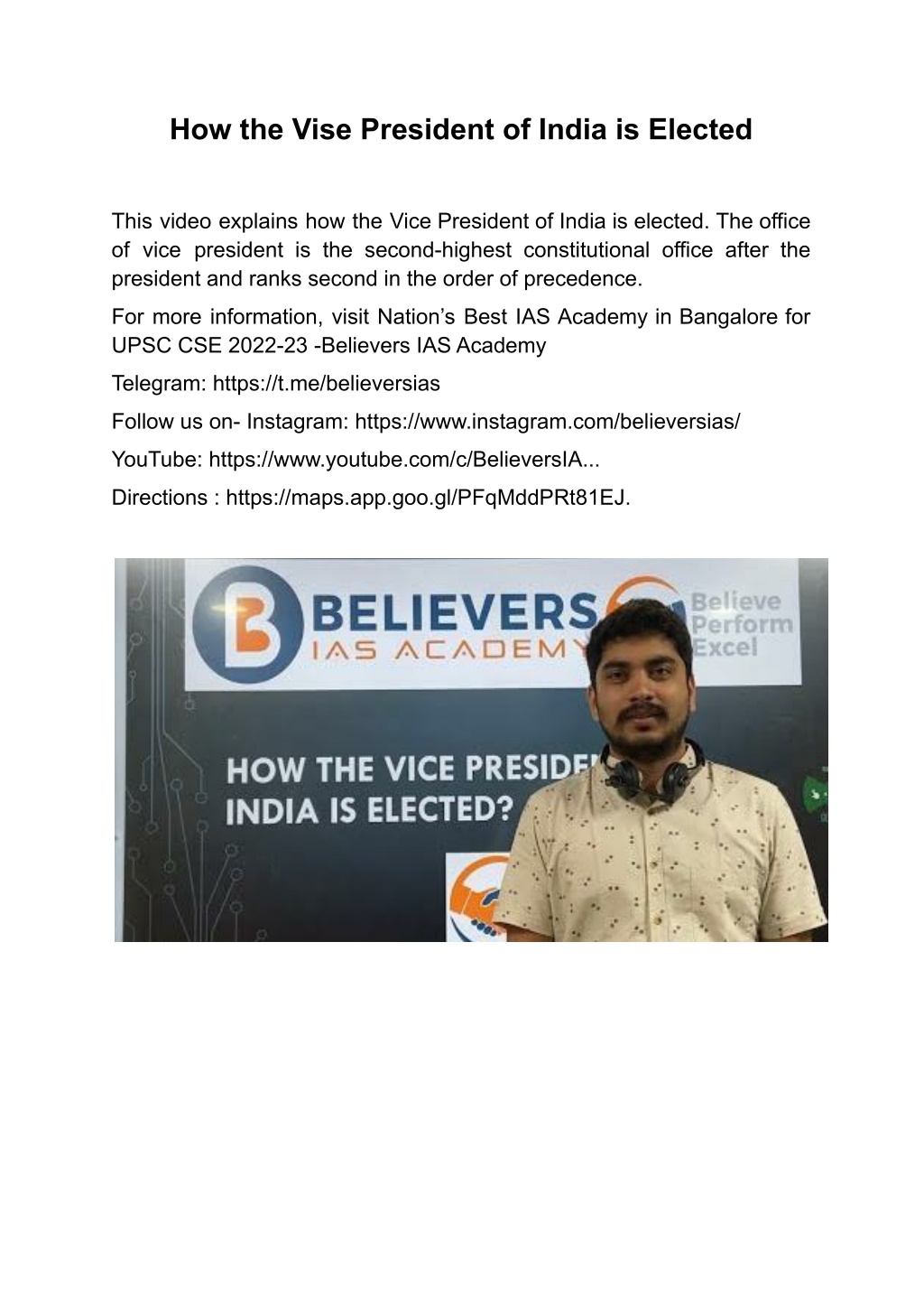 essay on vice president of india