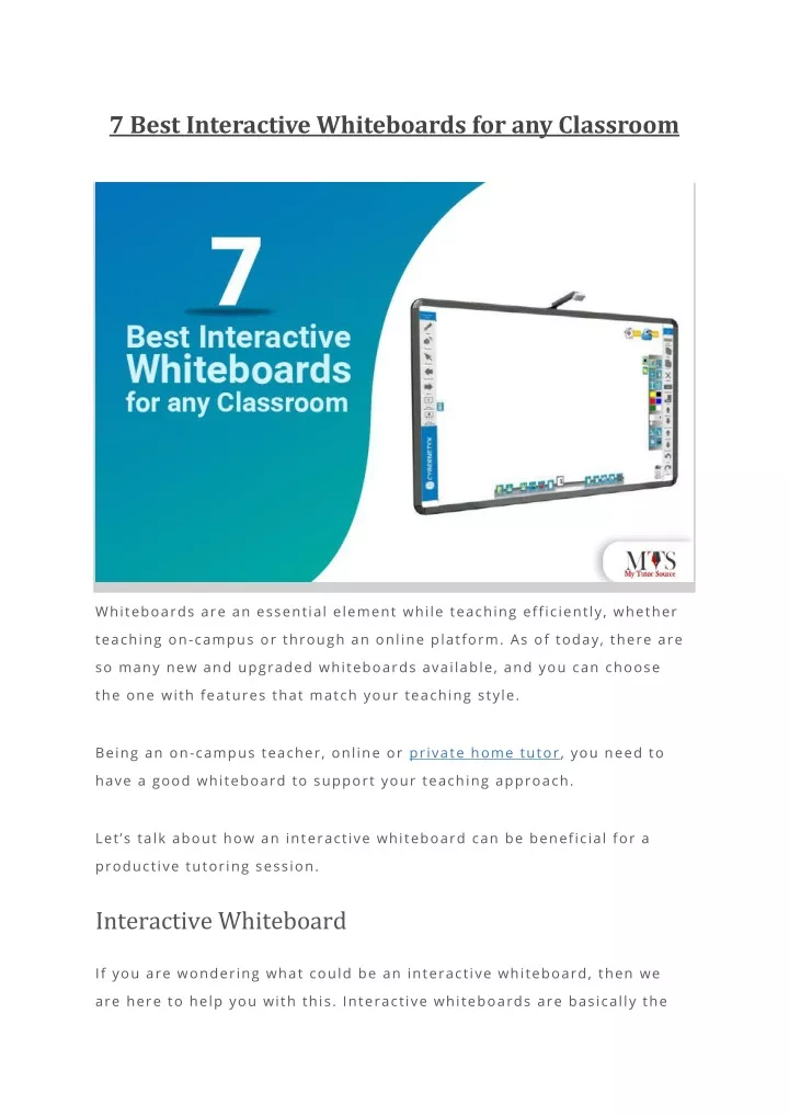 PPT 7 Best Interactive Whiteboards for any Classroom PowerPoint