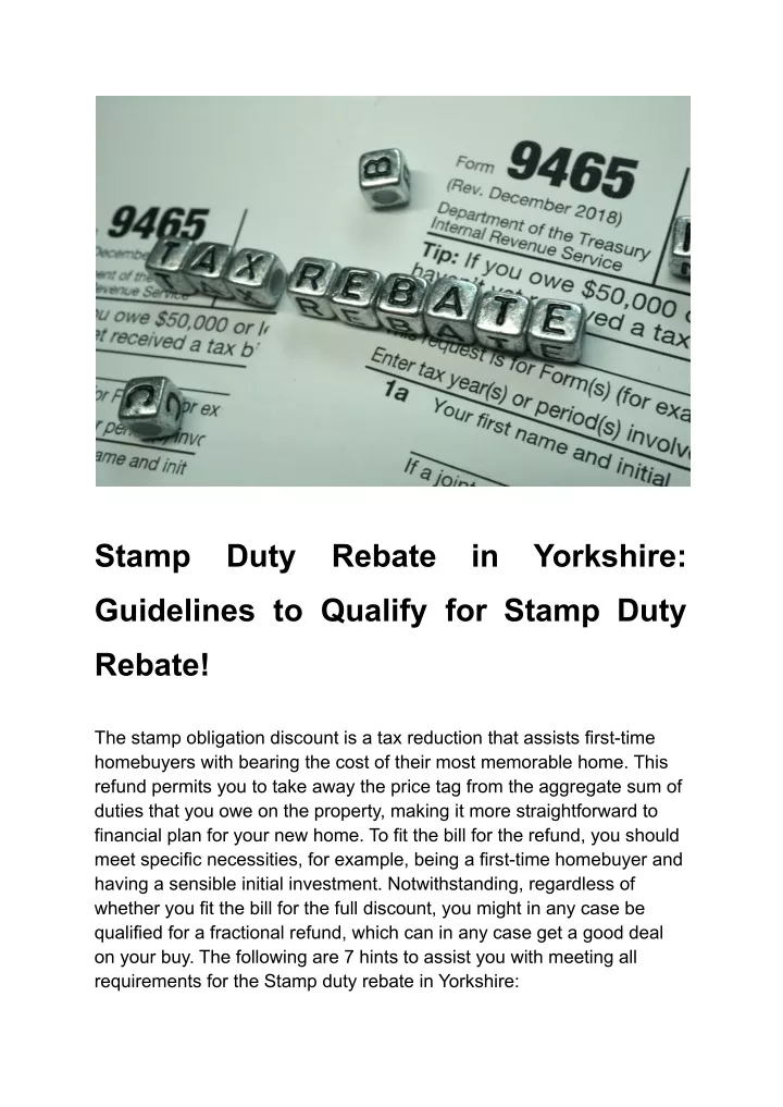 PPT Stamp Duty Rebate In Yorkshire Guidelines To Qualify For Stamp 