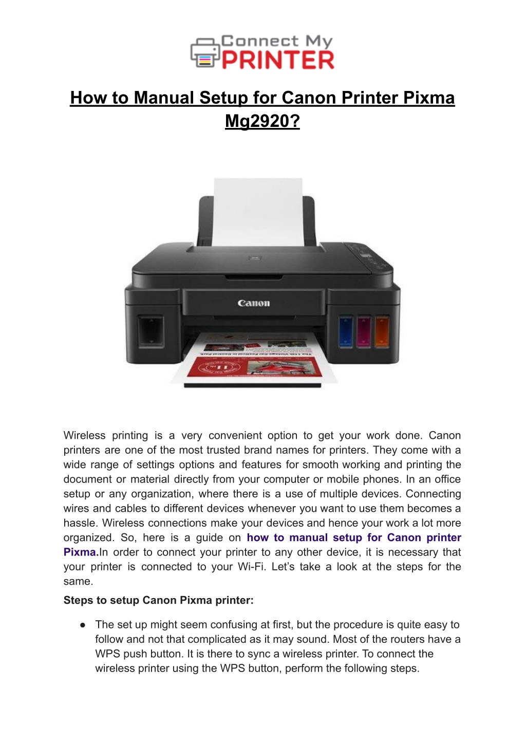 PPT How to Manual Setup for Canon Printer Pixma Mg2920 PowerPoint