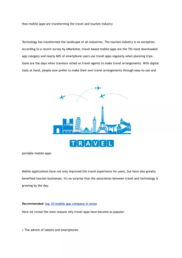 PPT - How mobile apps are transforming the travel and tourism industry ...
