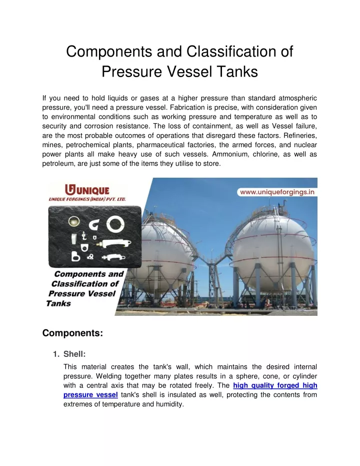 PPT - Components And Classification Of Pressure Vessel Tanks PowerPoint ...