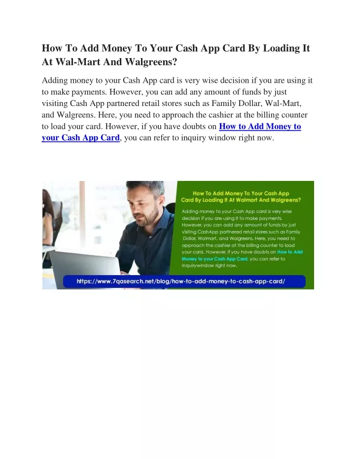 Ppt how to add money to your cash app card by loading it at wal mart