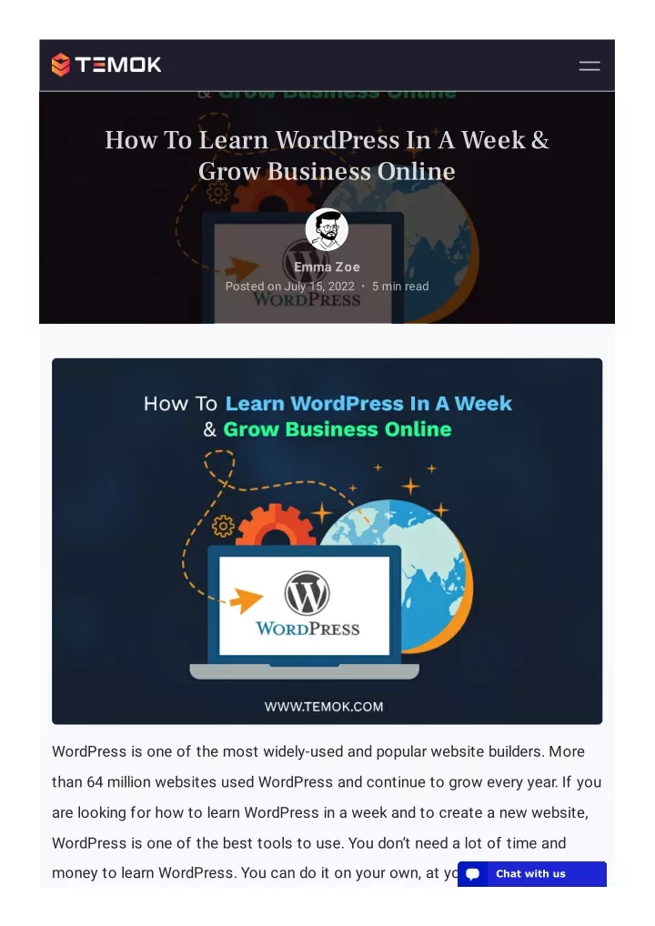Ppt how to learn wordpress in a week grow business online 