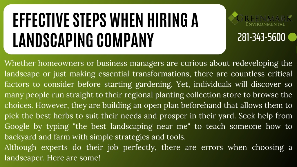 PPT Effective Steps When Hiring A Landscaping Company PowerPoint Presentation ID11477521