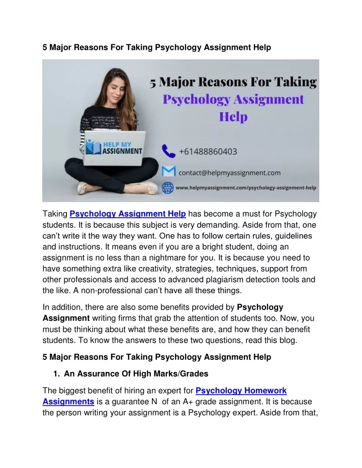 PPT - 5 Major Reasons For Taking Psychology Assignment Help PowerPoint ...