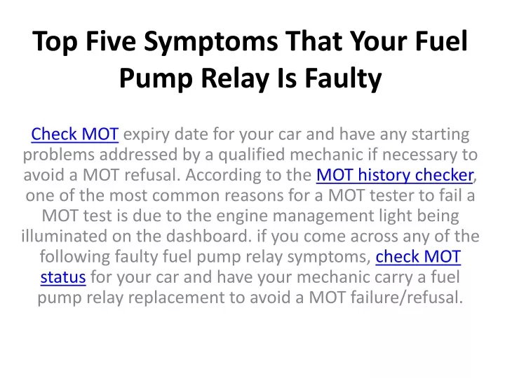 ppt-top-five-symptoms-that-your-fuel-pump-relay-is-faulty-powerpoint