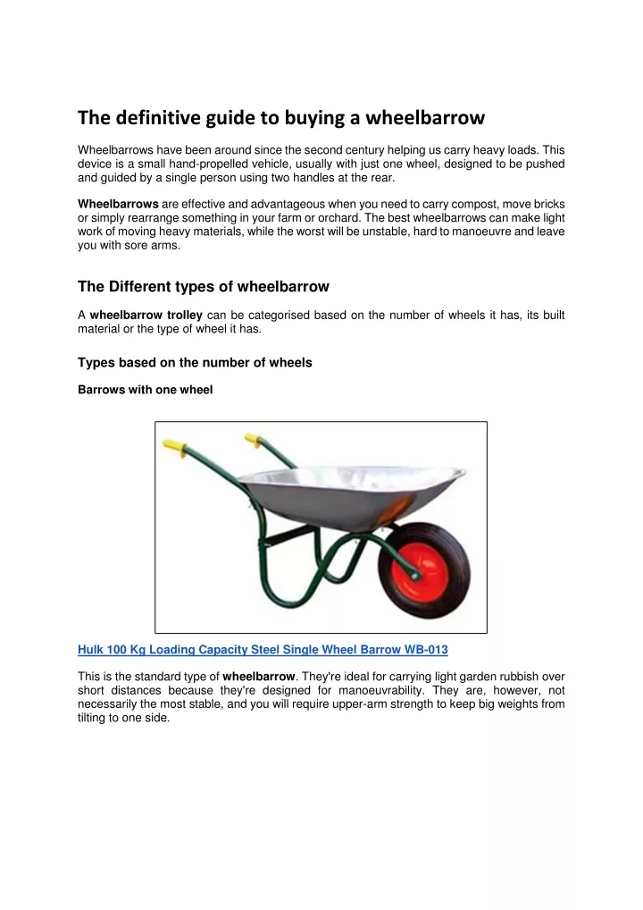 PPT The definitive guide to buying a wheelbarrow PowerPoint