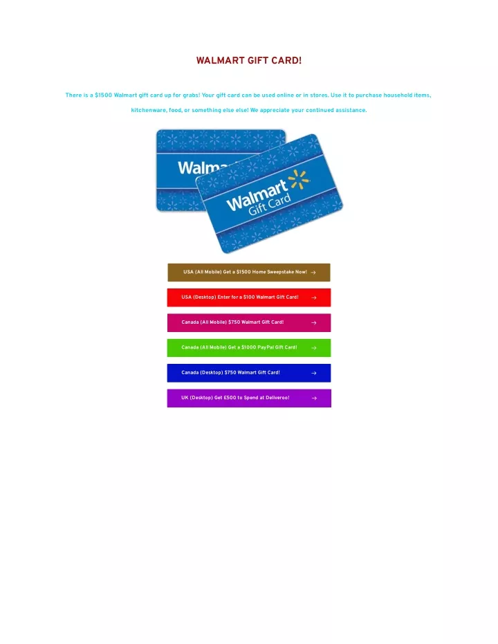 PPT 1500 WALMART GIFT CARD! PowerPoint Presentation, free download