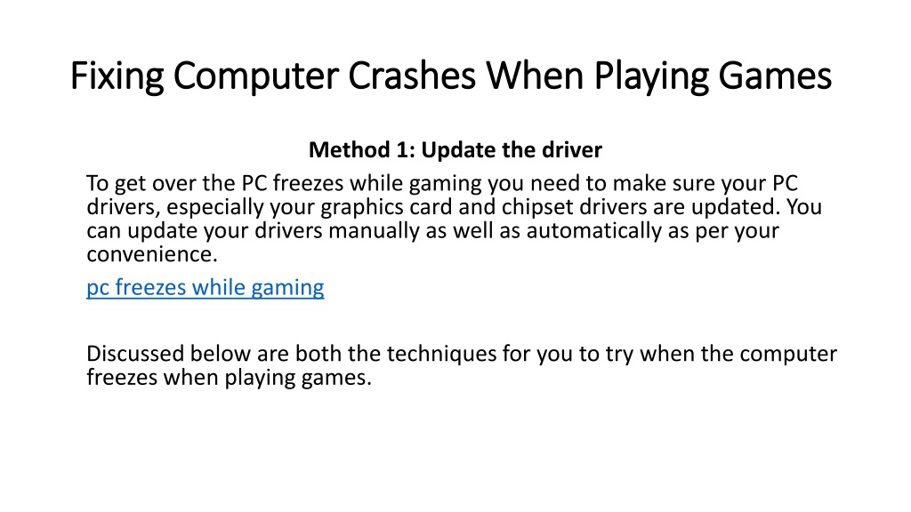 PPT - Computer Crashes When Playing Games PowerPoint Presentation, Free ...