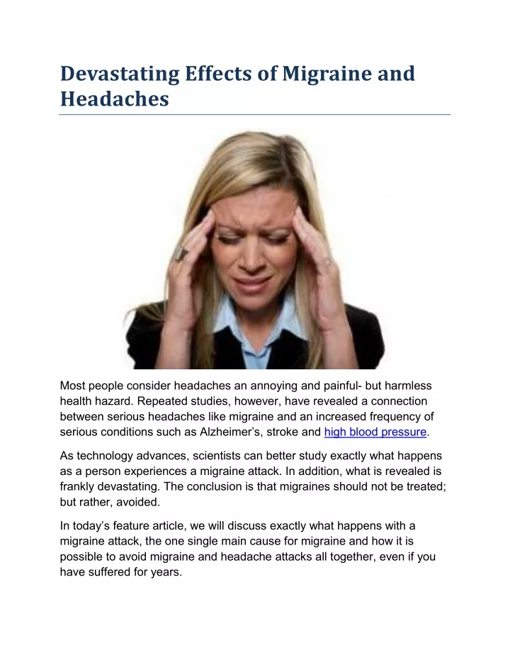 PPT - Devastating Effects of Migraine and Headaches PowerPoint ...