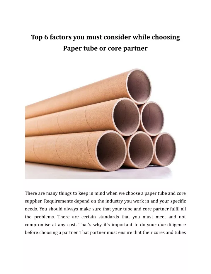 PPT   Top 6 Factors You Must Consider While Choosing Paper Tube Or Core