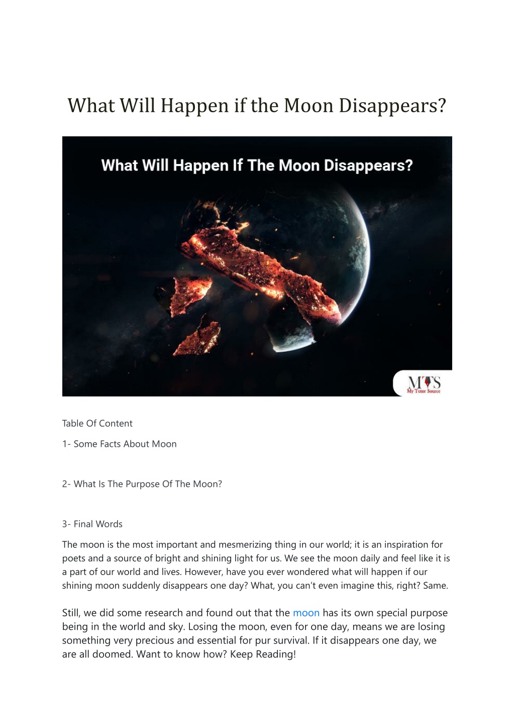 Ppt What Will Happen If The Moon Disappears Powerpoint Presentation
