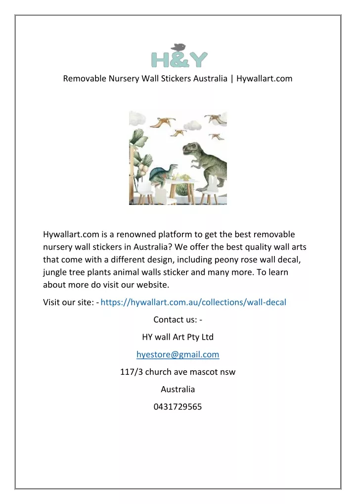 PPT Removable Nursery Wall Stickers Australia PowerPoint