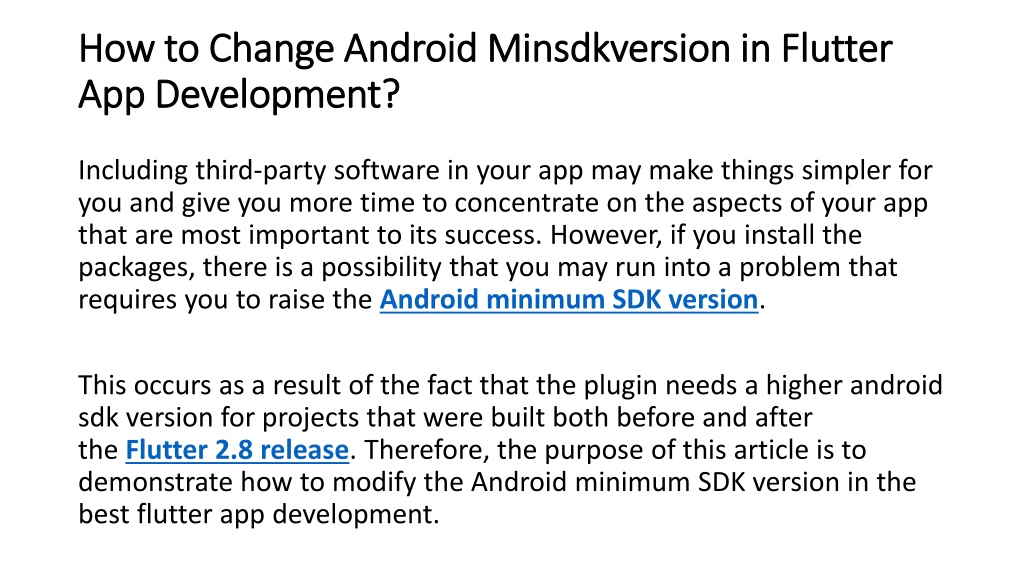 PPT - How To Change Android Minsdkversion In Flutter App Development ...