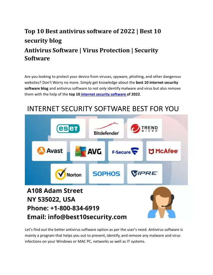 PPT Top 10 antivirus software of 2022 | Best 10 security PowerPoint Presentation - ID:11483402