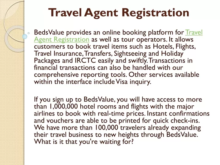 travel agent registration