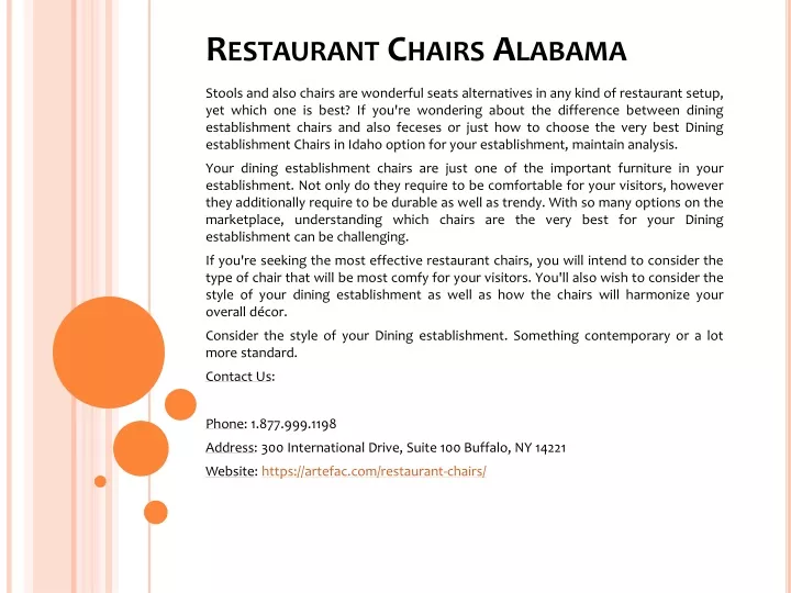 PPT Restaurant Chairs Alabama PowerPoint Presentation, free download