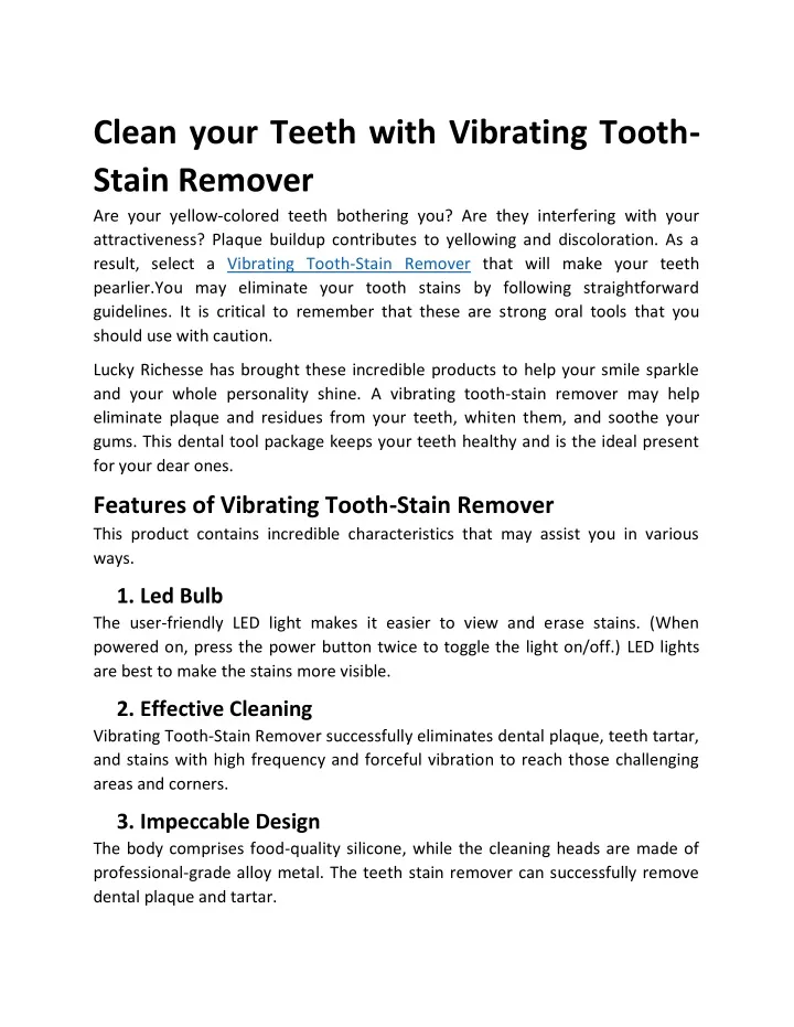 PPT Vibrating ToothStain Remover PowerPoint Presentation, free