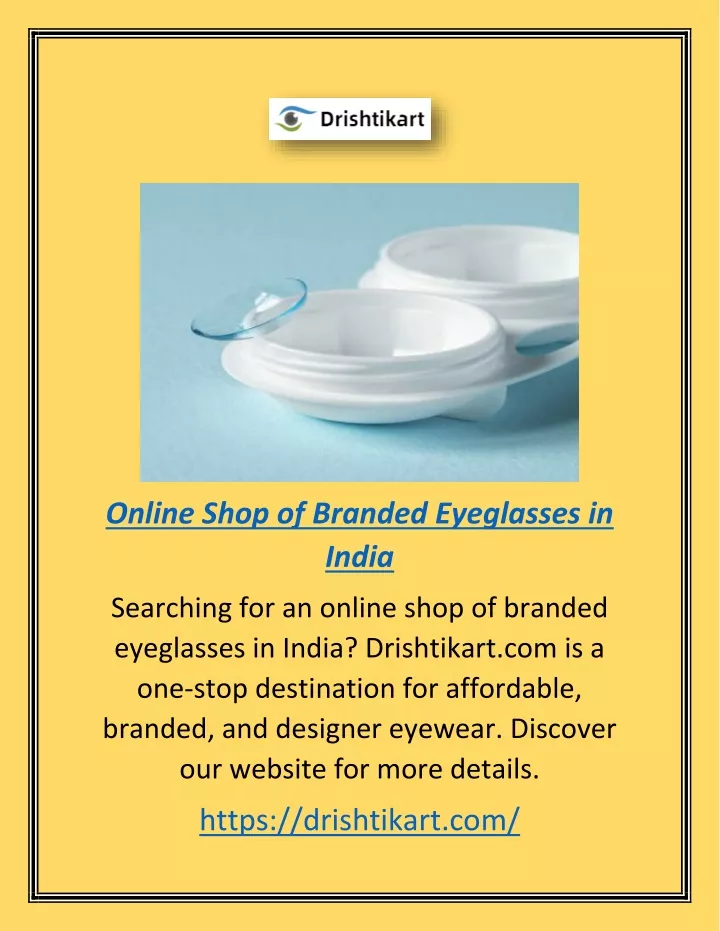 PPT - Online Shop of Branded Eyeglasses in India | Drishtikart.com