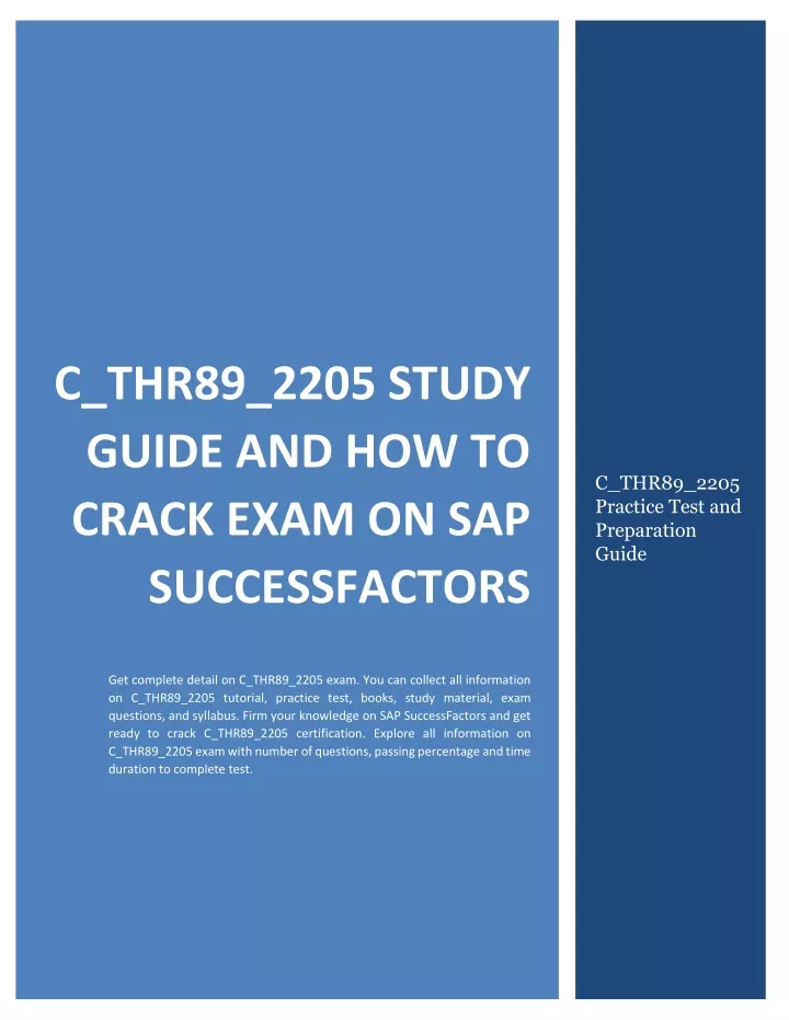 PPT - C_THR89_2205 Study Guide and How to Crack Exam on SAP Sns-Brigh10