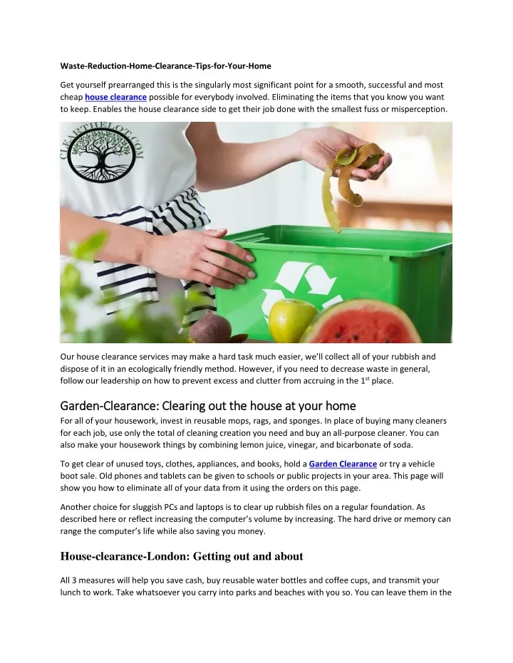 Photo inspiration: Fresh Look at Ppt Waste Reduction Home Clearance Tips For Your Home Powerpoint