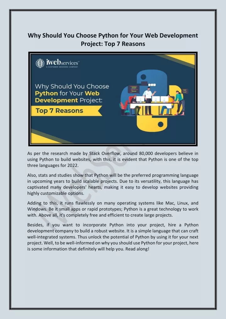 PPT - Why Should You Choose Python for Your Web Development Project ...