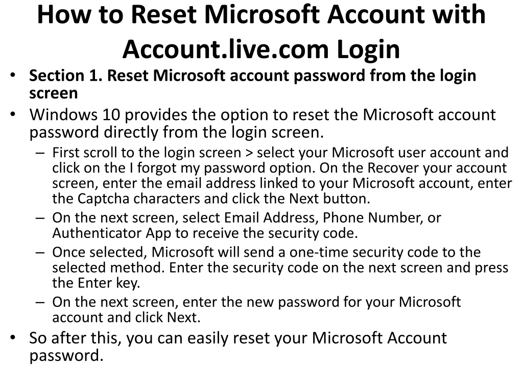Ppt account live acsr account live password reset