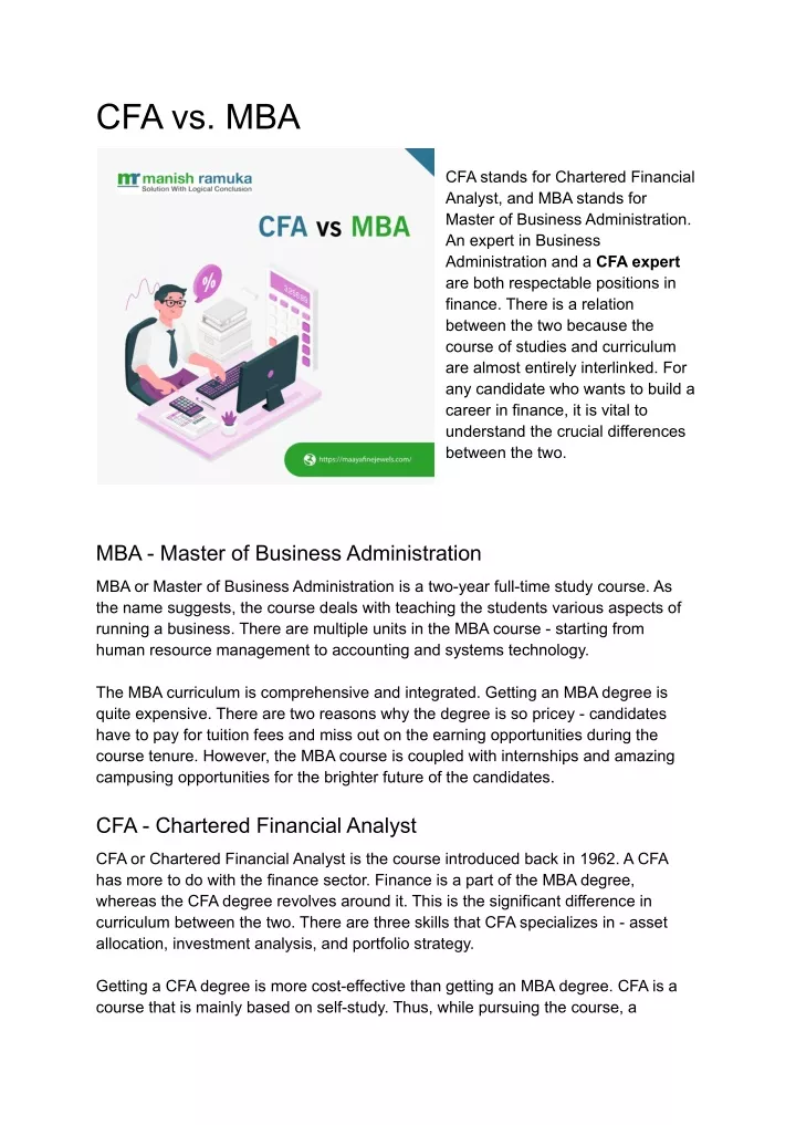 PPT - CFA Vs. MBA PowerPoint Presentation, Free Download - ID:11492380