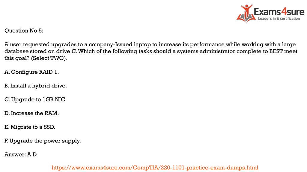 Exam 220-1101 Question