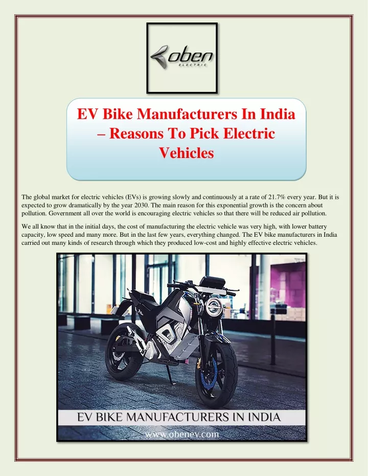 top electric bike manufacturers