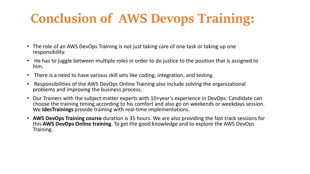 Ppt Aws Devops Training Ppt Powerpoint Presentation Free Download Id