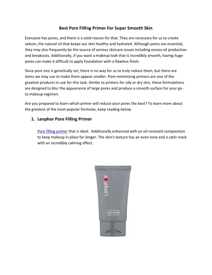 Ppt Best Pore Filling Primer For Super Smooth Skin Powerpoint Ppt Best Pore Filling Primer For Super Smooth Skin Powerpoint