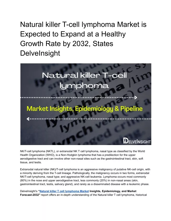 Ppt Natural Killer T Cell Lymphoma Market Inisghts And Epidemiology Forecast Powerpoint 