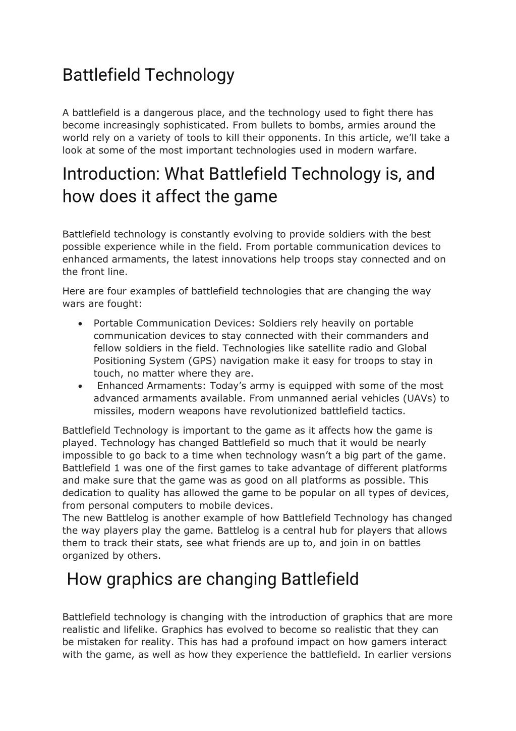 PPT - Battlefield Technology And It’s Future PowerPoint Presentation ...