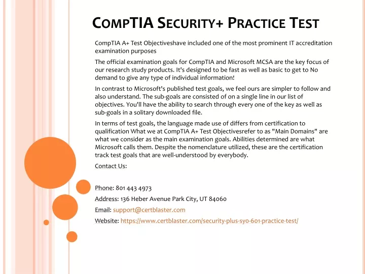 PPT - CompTIA Security Practice Test PowerPoint Presentation, Free ...