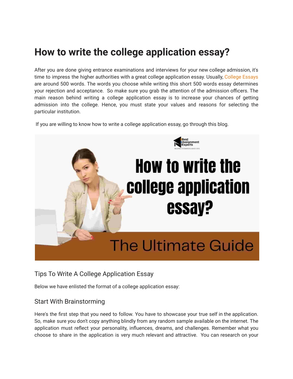 college application essay guidelines