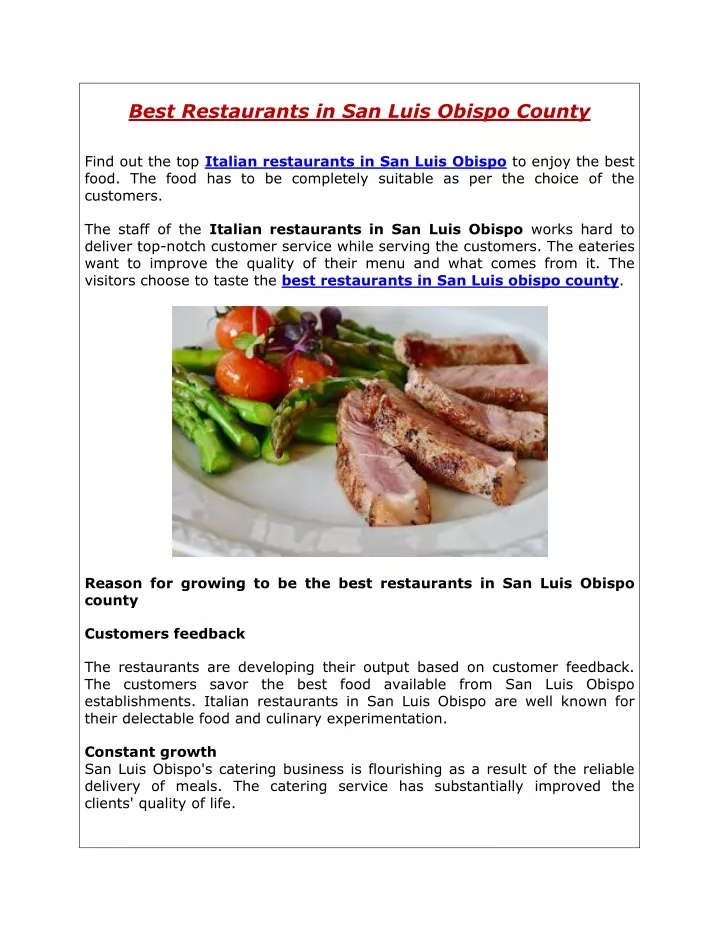 PPT Best Restaurants in San Luis Obispo County PowerPoint