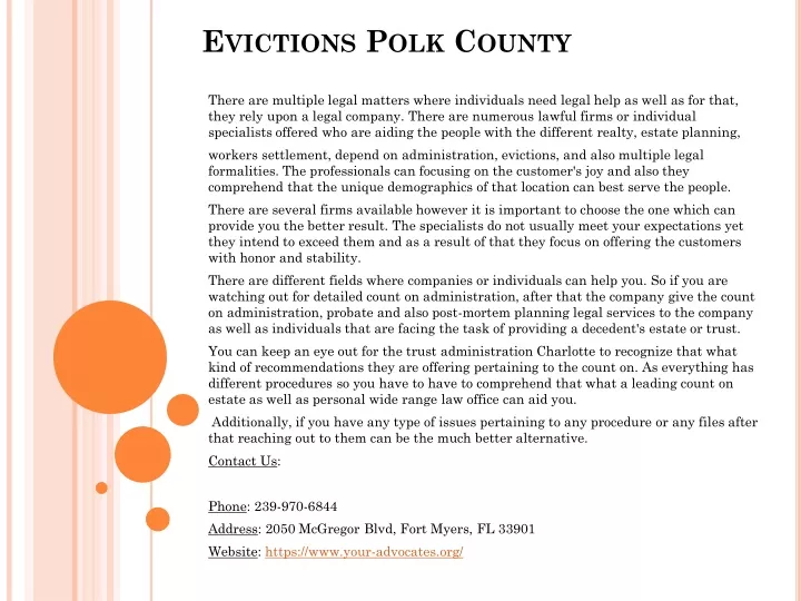 PPT Evictions Polk County PowerPoint Presentation, free download ID11499124